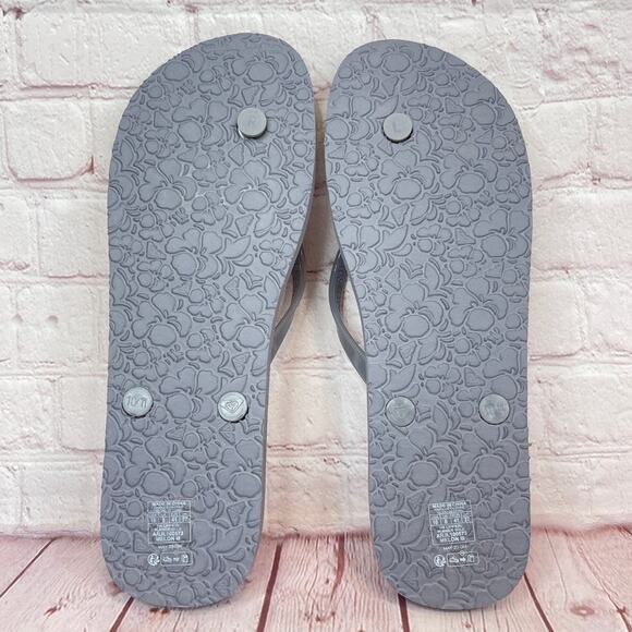 Roxy Melon III Gray Pink Floral Flip Flops Sandals Women’s Size 10 - Picture 10 of 11